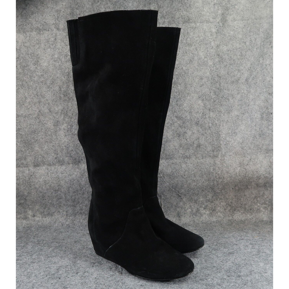 Colin Stuart Shoes Womens 6.5 Boots Tall Wedge Fashion Leather Pull On Black